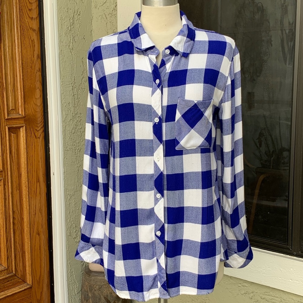 RAILS Hunter Plaid Shirt Cobalt/White Botton Down